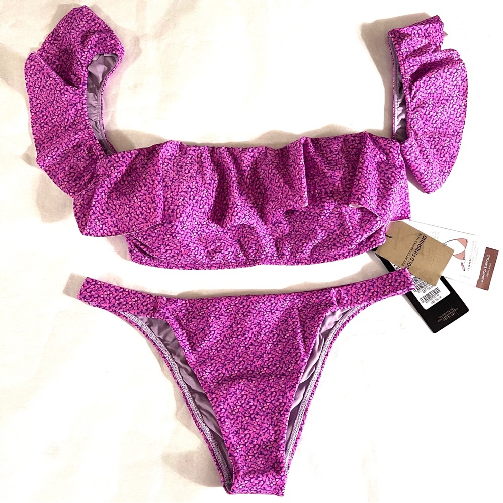 Vix Paula Hermanny Bikini Set Lilac Floral Size Large